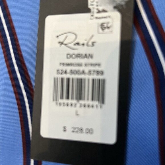 RAILS Women’s Dorian Primrose Stripe Satin Button Down Shirt Size Large Blue - Picture 5 of 8